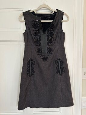 Nanette Lepore Charcoal Gray Embellished Sleeveless Mini Dress